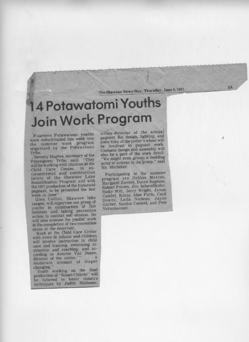 Potawatomi Youth Work Program